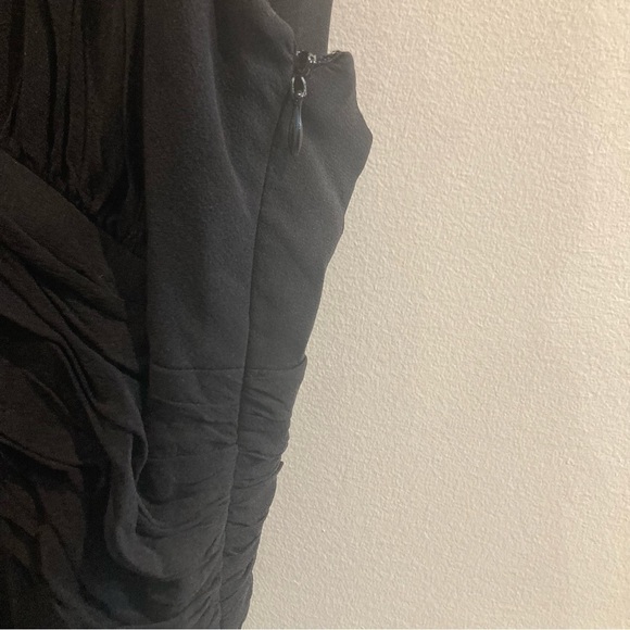 DONNA MORGAN Sz 12 100% Silk Ruching Waist Halter Top A-line Skirt Lined Dress - Picture 6 of 11